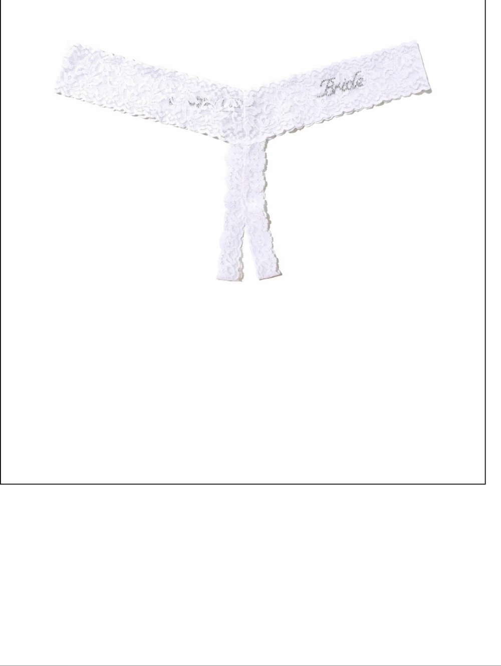 Hanky Panky Plus Size Bride Crystal Crotchless Thong White OS NWT